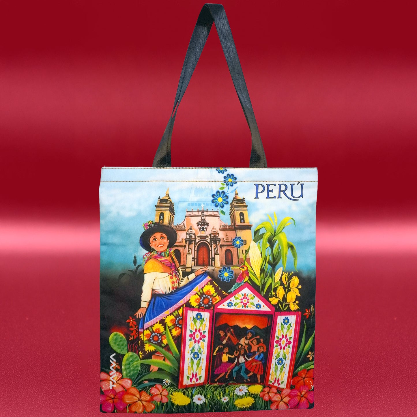 Peruvian Andean Shoulder Bag – Handwoven Textile, 14.5" x 17"