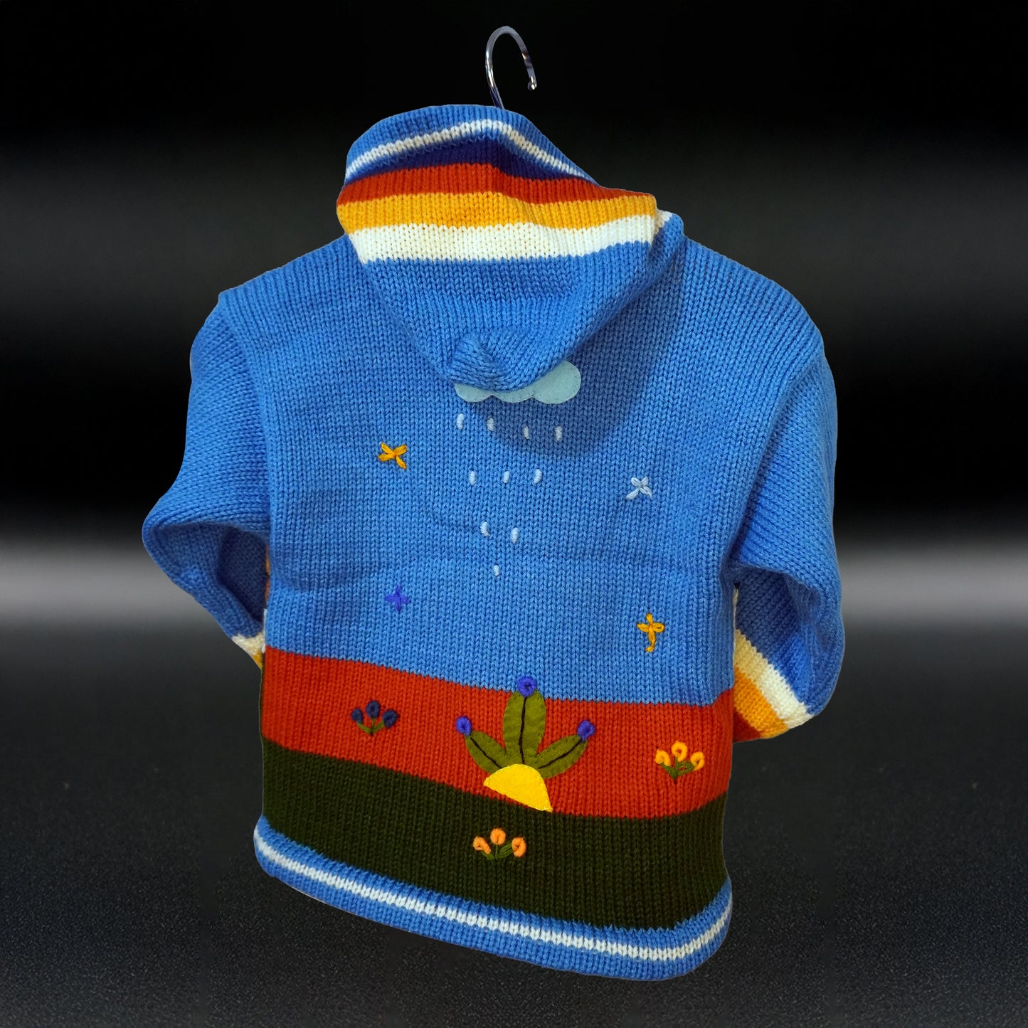Peruvian Hand-Knit Wool Cardigan | Andean Embroidered Sweater - Size 6