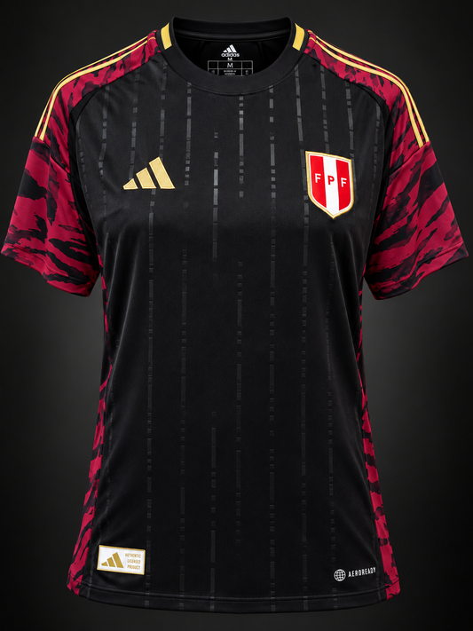Women’s Peru Soccer Jersey – Black & Burgundy FPF Peruvian National Team Shirt
