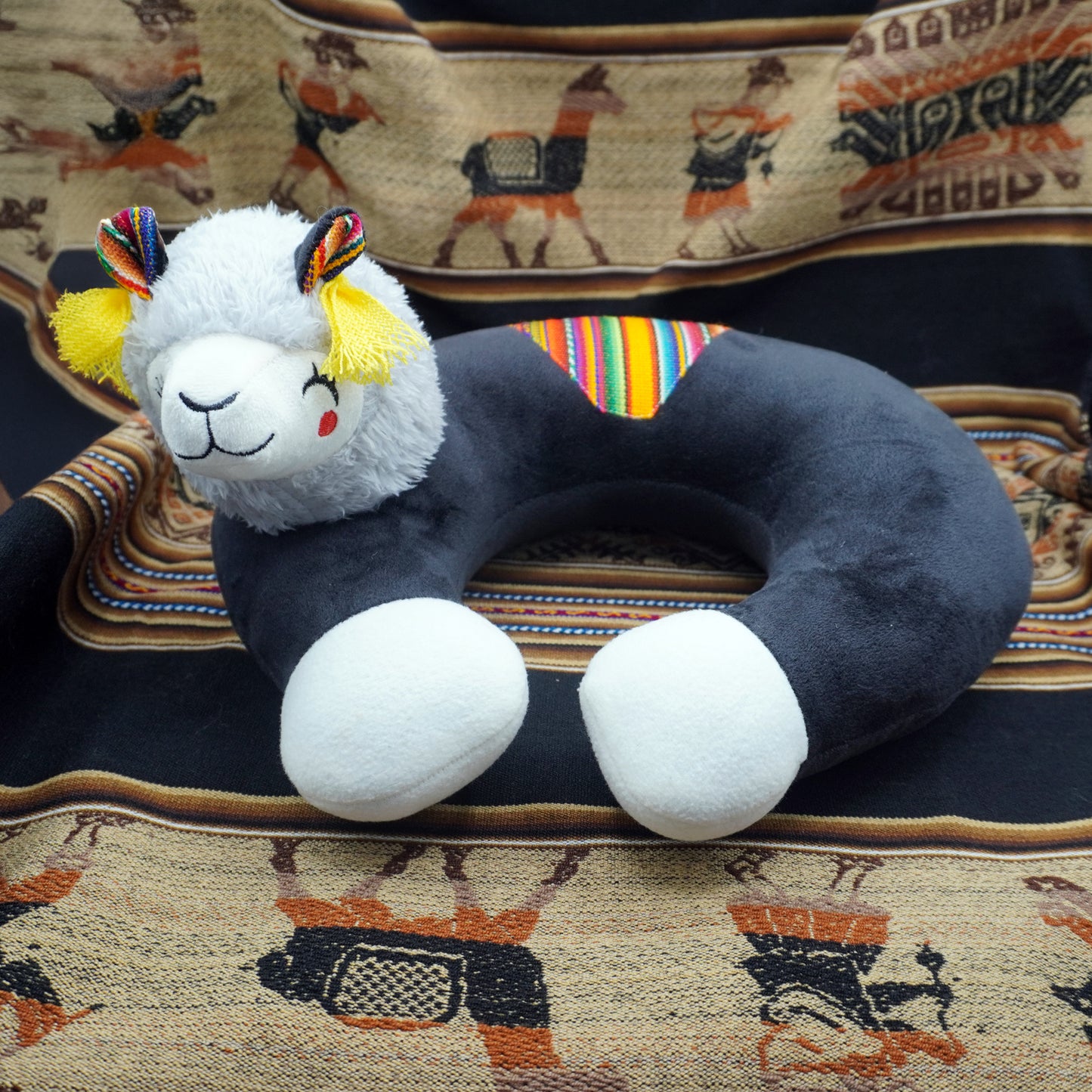 Black Llama Travel Neck Pillow