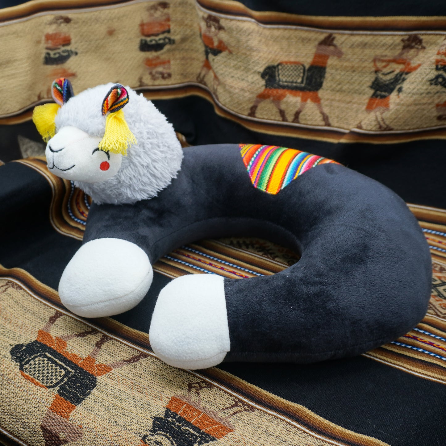 Black Llama Travel Neck Pillow