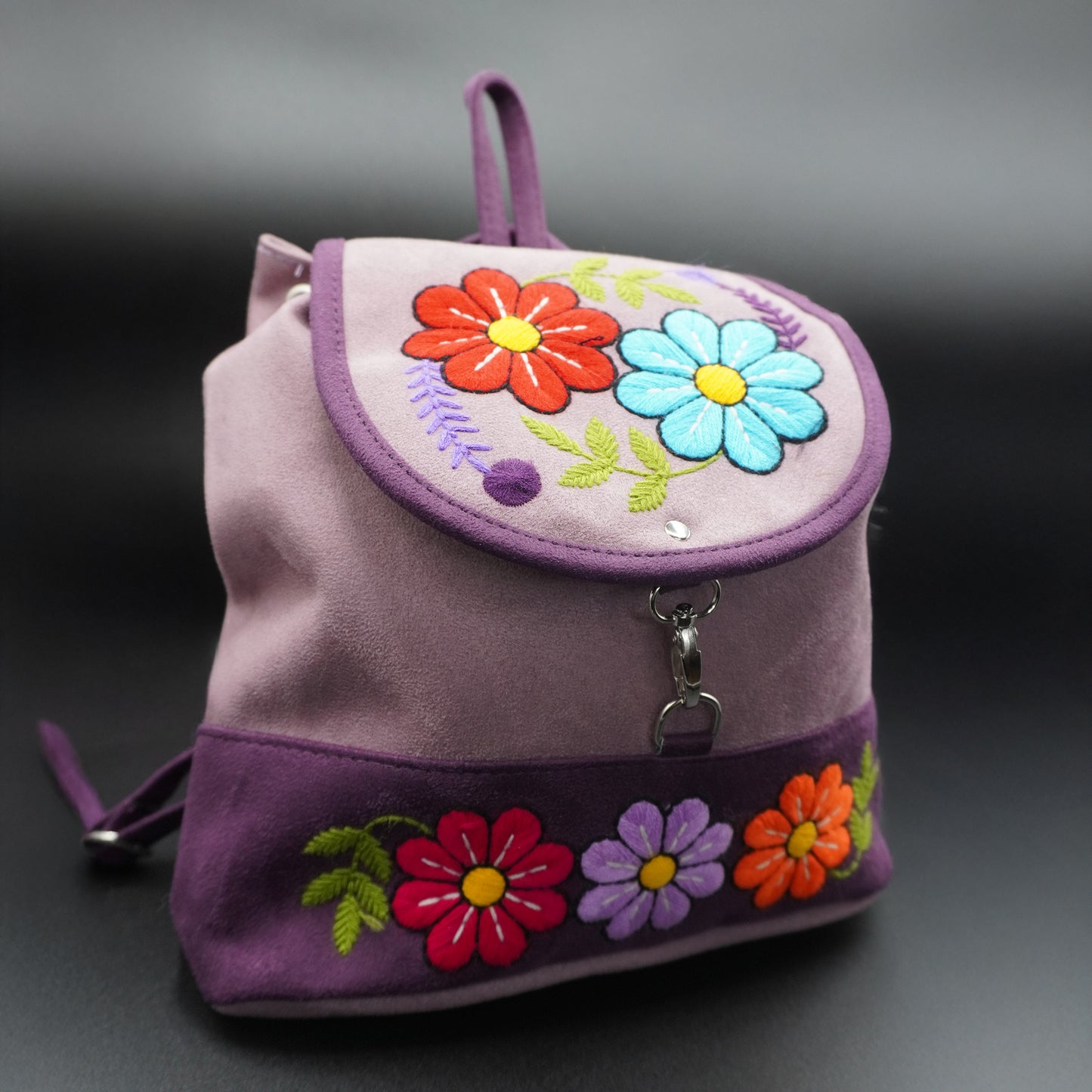 Medium Peruvian Suede Leather Backpack – Handmade Andean Designs