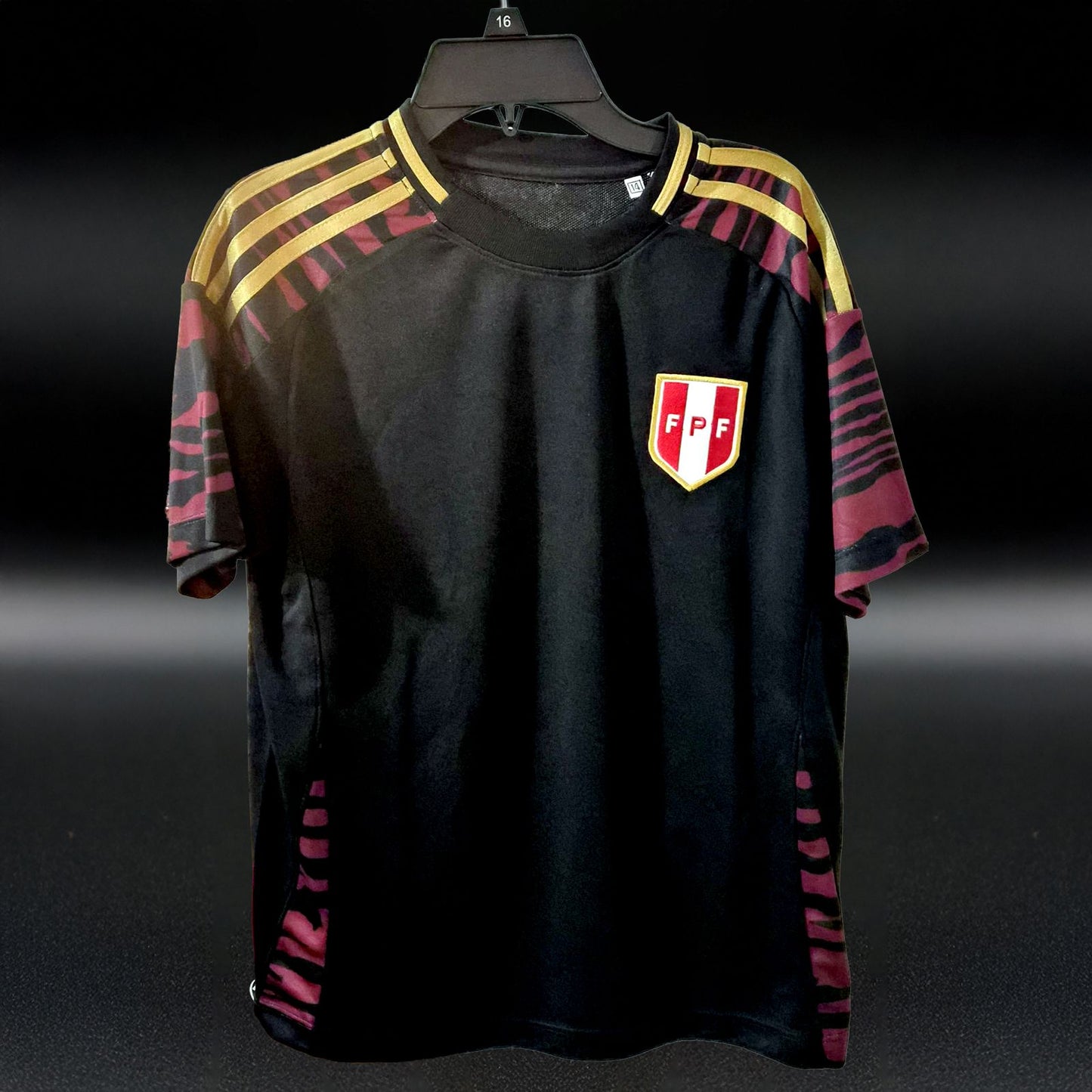 Kids Peru Soccer Jersey – Black & Burgundy