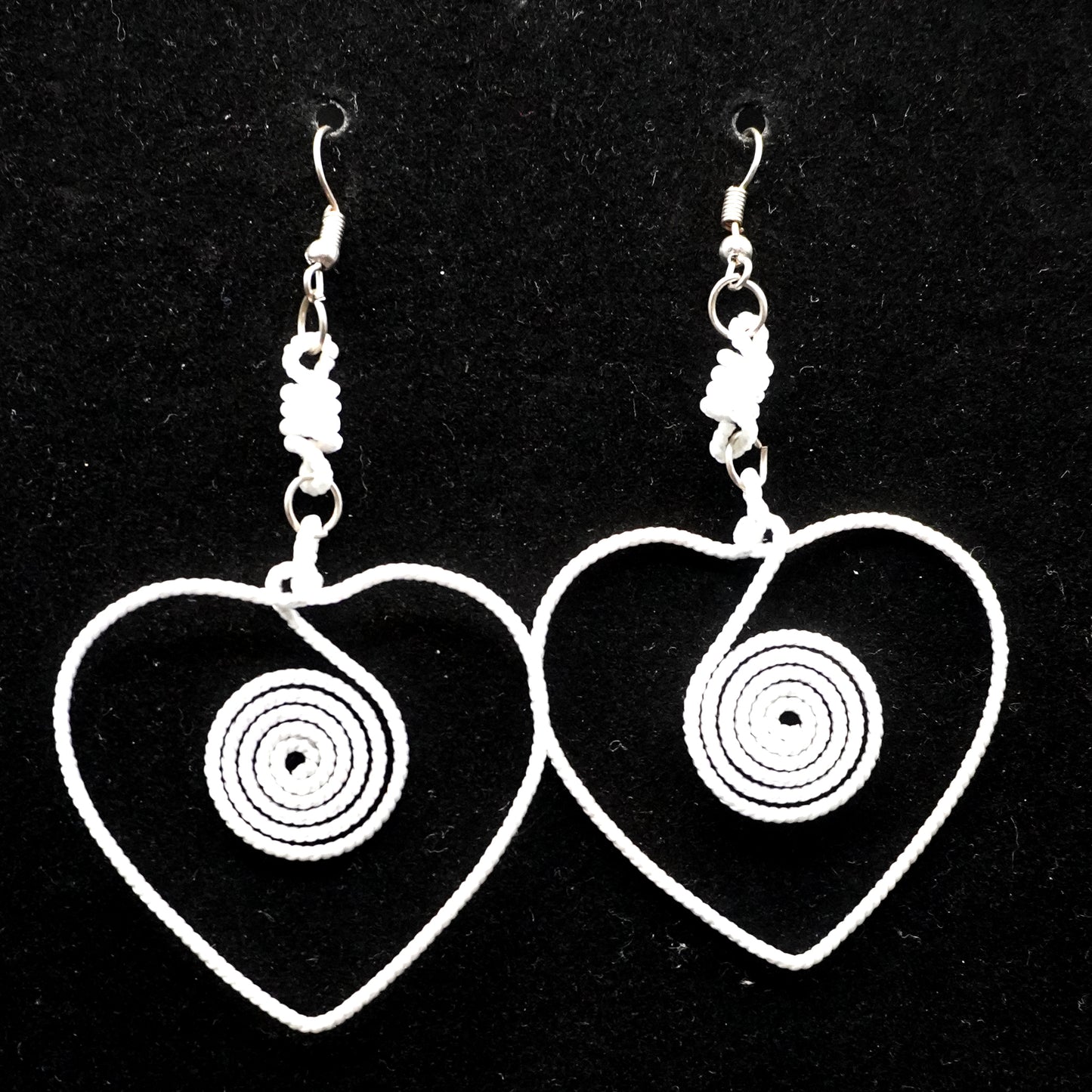 Hand-woven heart earrings