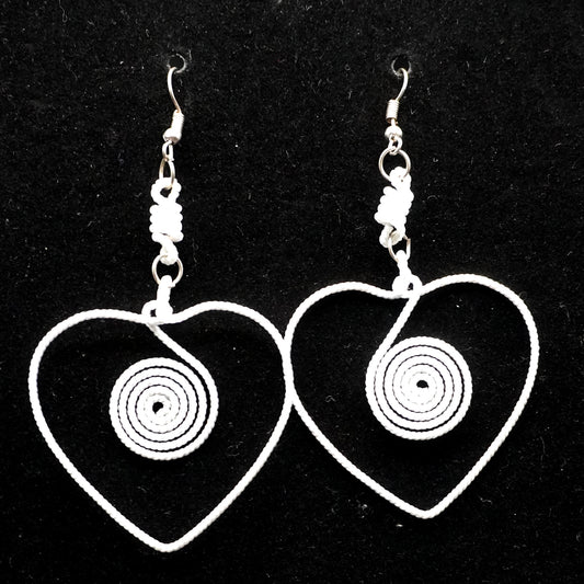 Hand-woven heart earrings