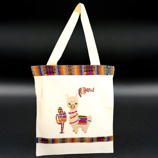 Peruvian Jute Shoulder Bag – White, 14" x 16"