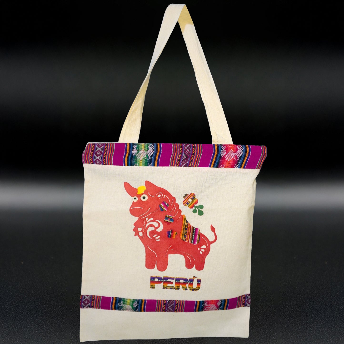 Peruvian Jute Shoulder Bag – White, 14" x 16"