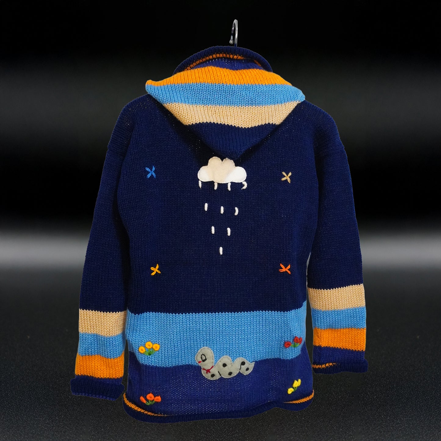 Peruvian Hand-Knit Wool Cardigan | Andean Embroidered Sweater - Size 12