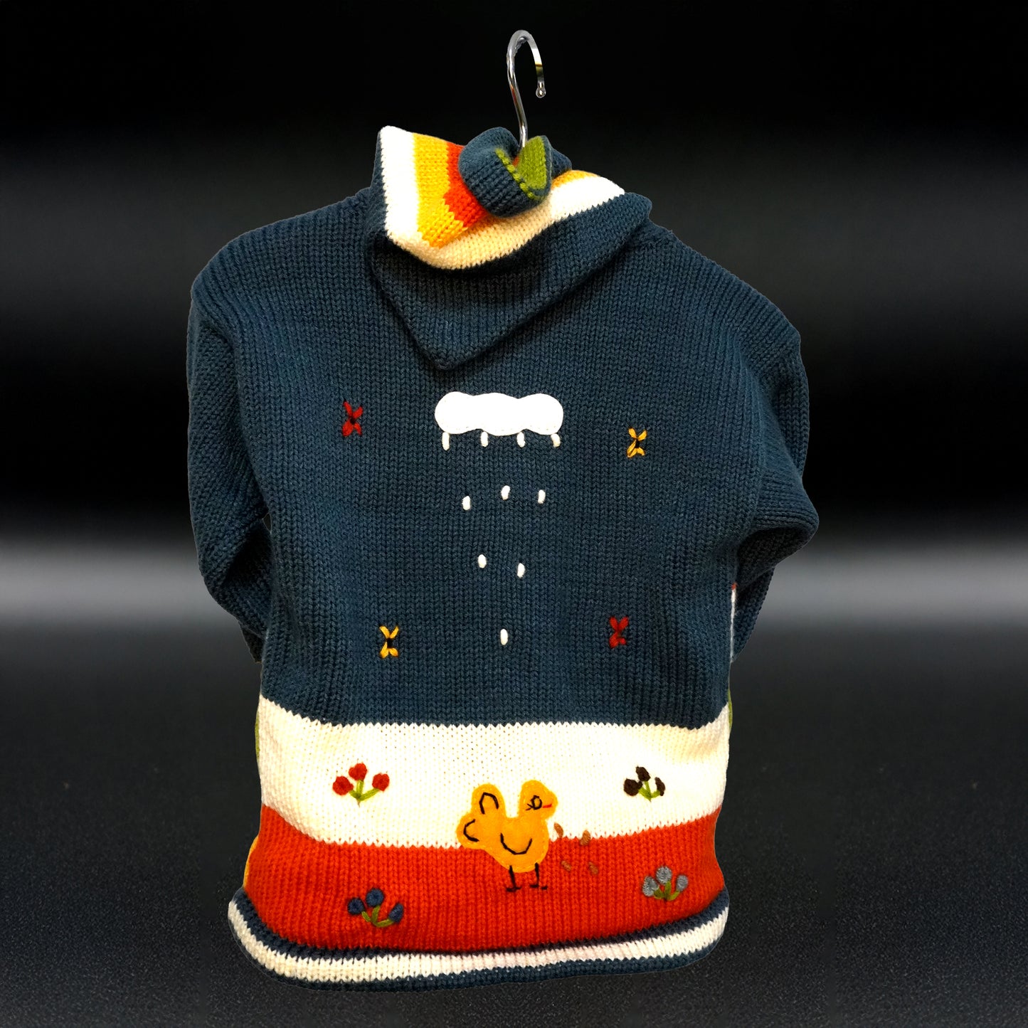 Peruvian Hand-Knit Wool Cardigan | Andean Embroidered Sweater- Size 8