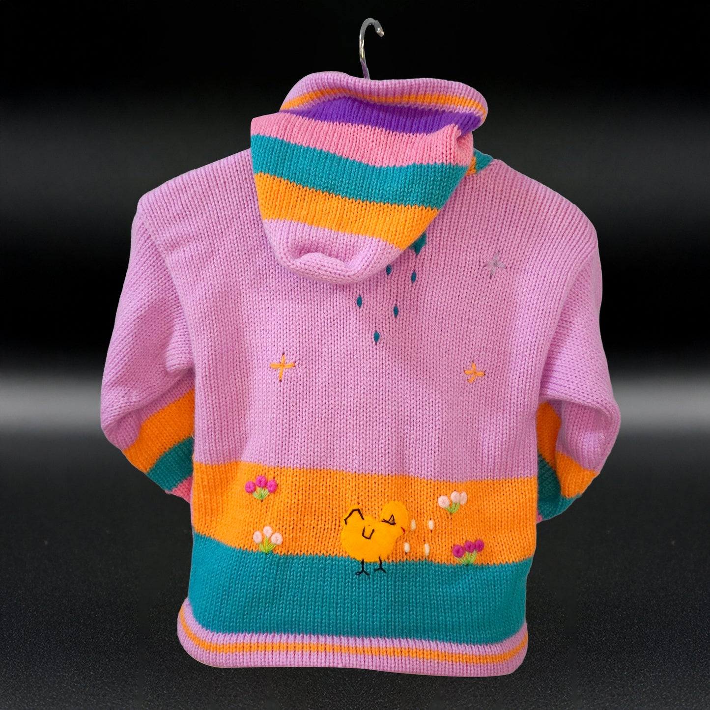 Peruvian Hand-Knit Wool Cardigan | Andean Embroidered Sweater - Size 6