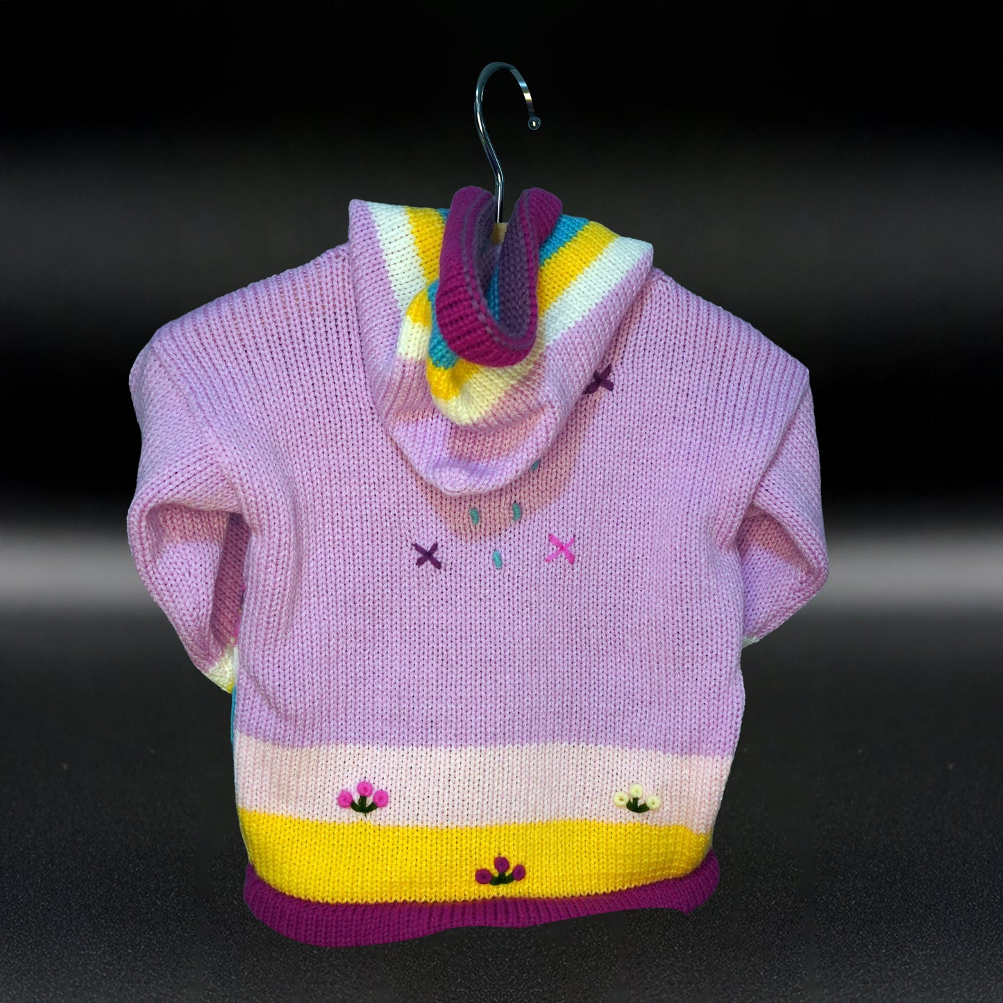 Peruvian Hand-Knit Wool Cardigan | Andean Embroidered Sweater- Size 4