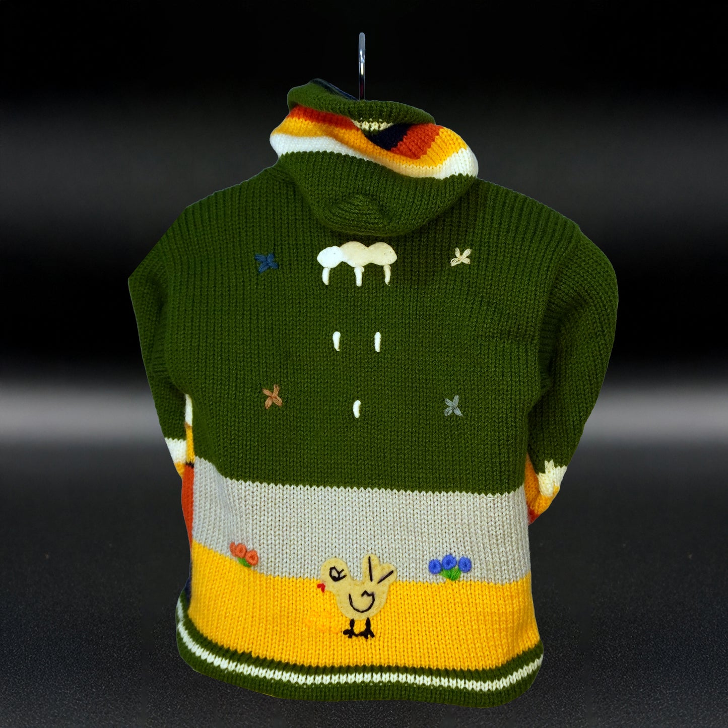 Peruvian Hand-Knit Wool Cardigan | Andean Embroidered Sweater- Size 4