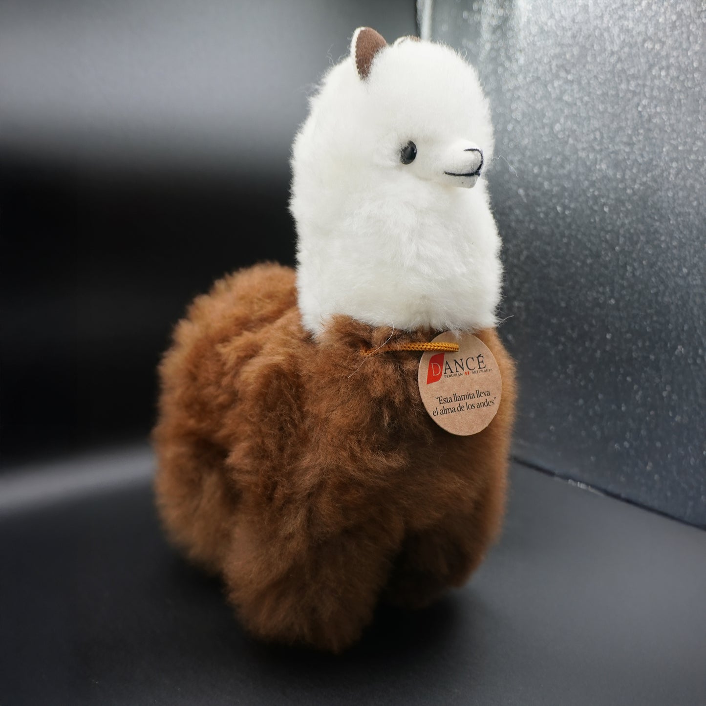 Decorative brown and white alpaca llama - large