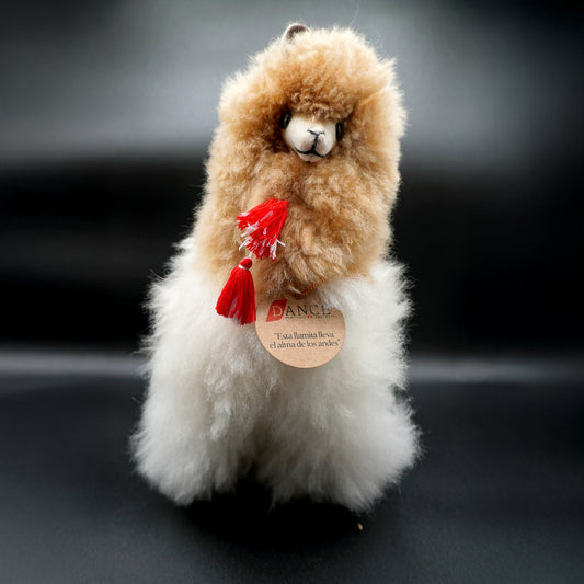 Decorative caramel and white alpaca llama - large