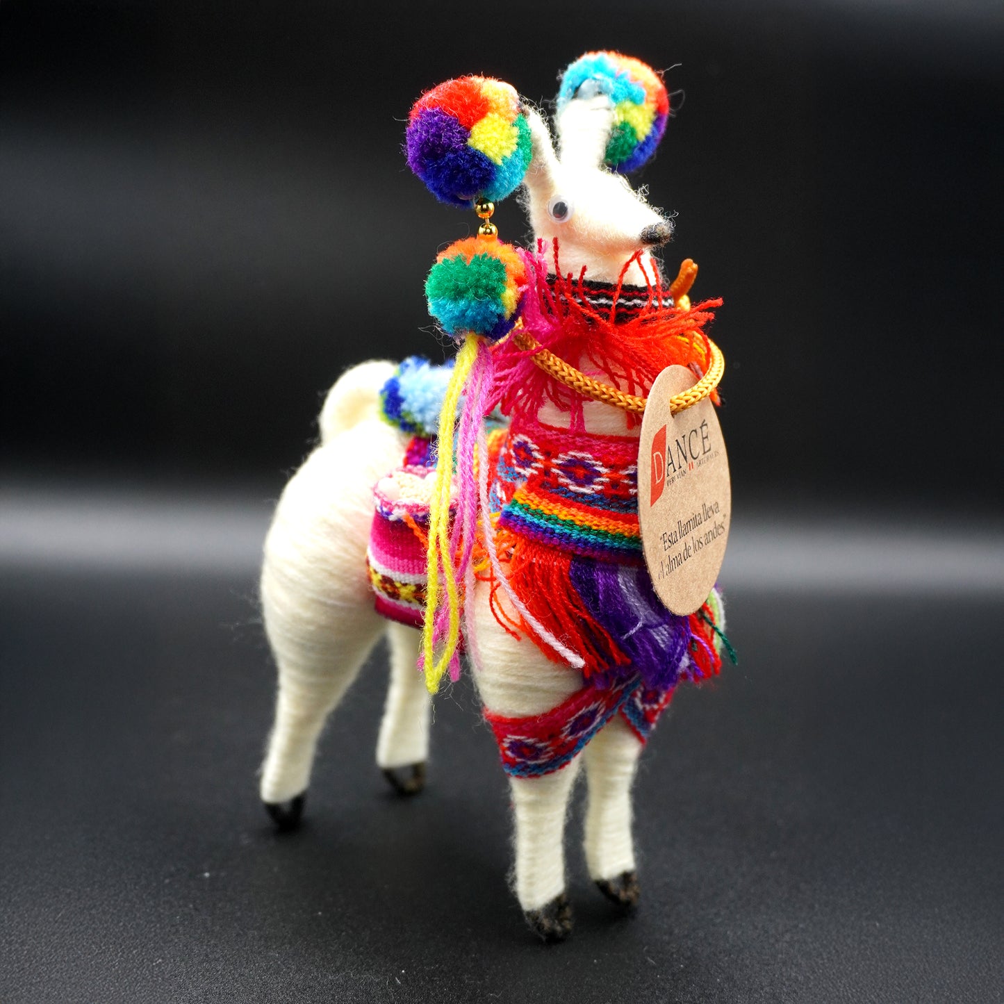 Decorative wool llama with pom-poms