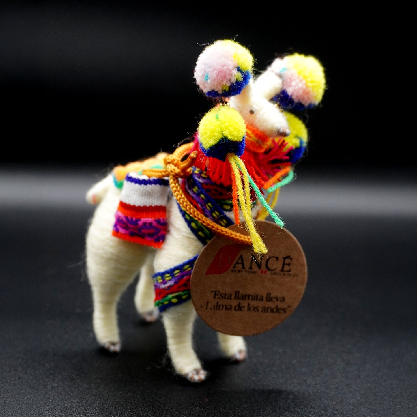 Decorative wool llama with pom-poms - small
