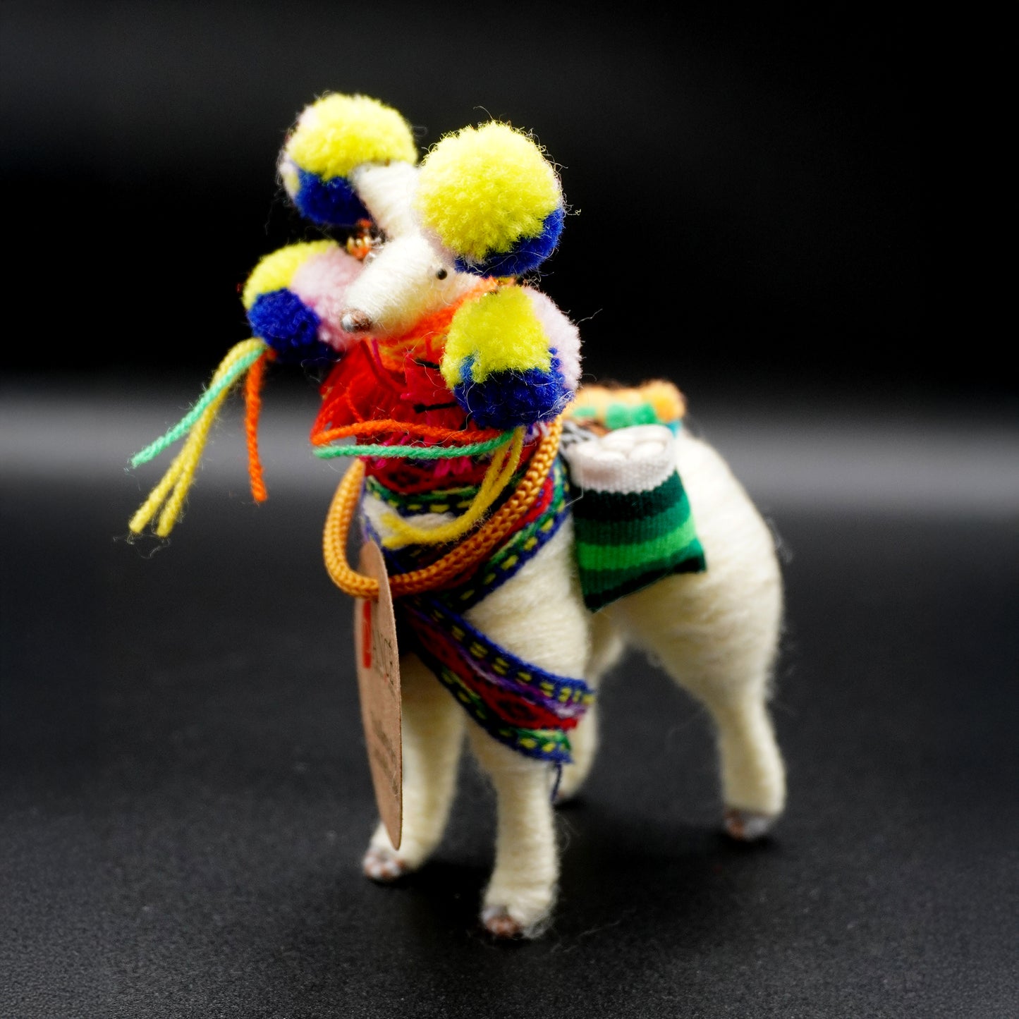 Decorative wool llama with pom-poms - small