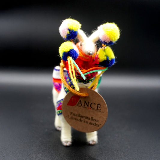 Decorative wool llama with pom-poms - small